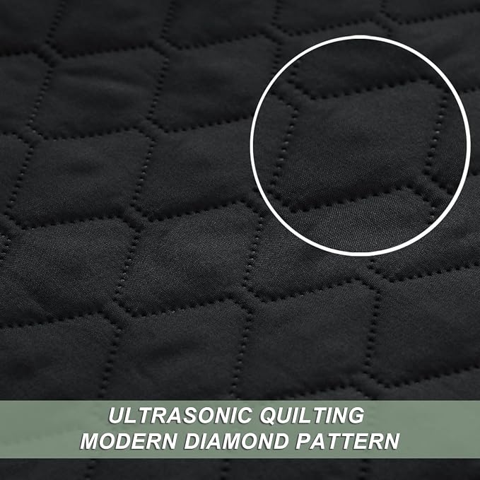Exclusivo Mezcla Reversible Full Queen Quilt Bedding Set, Black | Lightweight Bedspreads with 2 Pillow Shams, Soft Microfiber, All Season Bed Coverlets for Bedroom Guest Room, 90x96 Inch