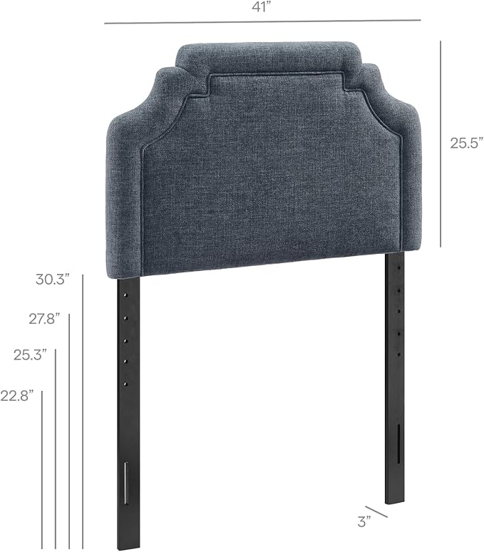 Modway Magnolia Twin Size Upholstered Fabric Headboard in Slate Blue - Padded Cushioned Headboard with Woven Heathered Upholstery and Adjustable Mounting Positions