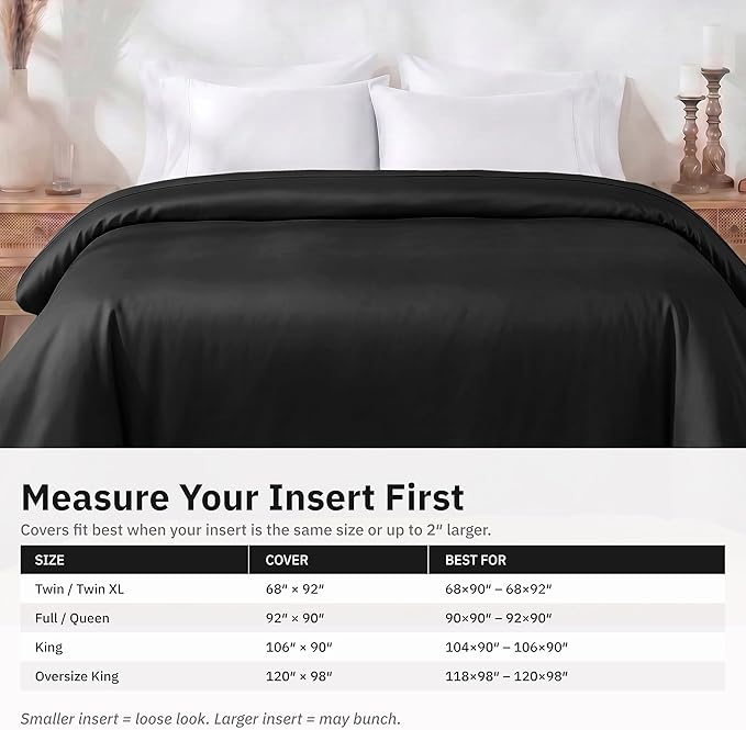California Design Den Soft 100% Cotton Sateen Twin XL Duvet Covers, Black | Duvet Cover Only, Comforter Not Included, Backed by Good Housekeeping Seal, Button Closure & Corner Ties