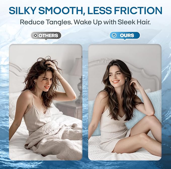 ZonLi Cooling Body Pillowcase for Hot Sleepers, Breathable Body Pillow Cover, Double-Sided Cooling Fabric, Soft Silky Touch, Ideal for Night Sweats, 20 x 54 Inch, Blue
