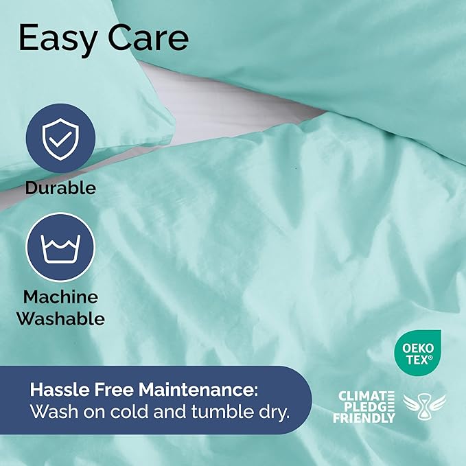 Duvet Cover Full Size - Soft 3 Piece with Zipper Closure - Spa Blue | Extra Soft, Breathable, Full Duvet Cover 80" x 90" with 2 Pillow Shams, Zipper Closures & Ties, Women, Men, Kids & Teens
