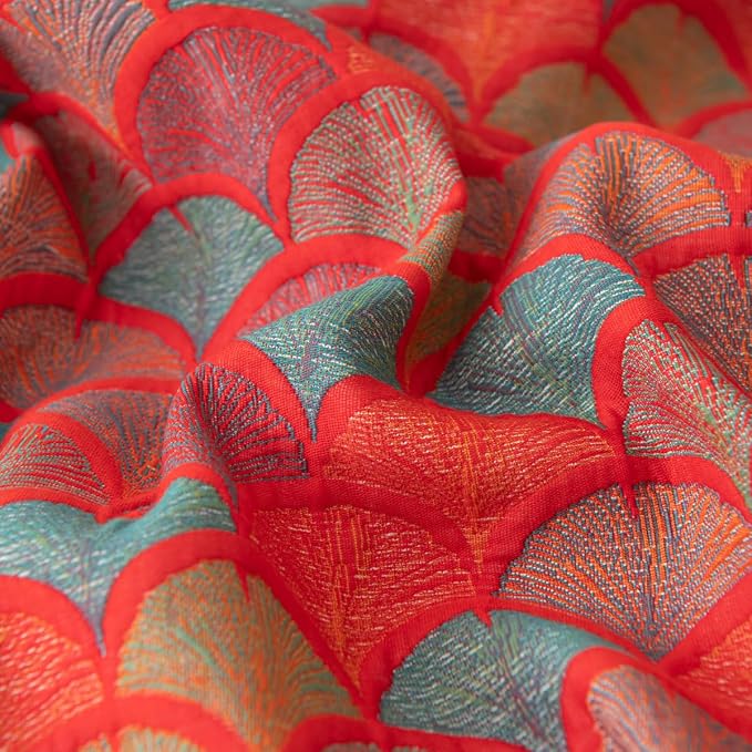 100% Cotton Muslin Blanket Jacquard Rustic Mermaid Fish Scales Print Quilt, Soft Bed Cover Reversible Bedspread Coverlet Breathable Lightweight Bedding Full/Queen(78"x94"), No Pillow Sham