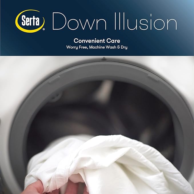 Serta Down Illusion Ultra Support Cotton Pillows, Standard/Queen (2 Pack) | Down alternative fill offers soft comfort for every sleep position, hypoallergenic and machine washable
