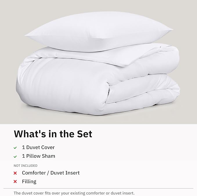California Design Den Luxury Twin XL Duvet Cover Sets, White | Soft 400 Thread Count 100% Cotton Sateen Backed by GH Seal, Duvet Cover & Pillow Sham 2 Pc Set, Button Closure & Corner Ties