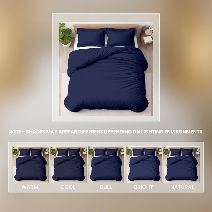 3 Pc 120"x120" Duvet Cover Set Super King Plus/Super Oversize King 100% Egyptian Cotton - 600 TC Comforter Cover, Zipper Closure & Corner Ties - Fits Only Extra Large Inserts -Navy Blue