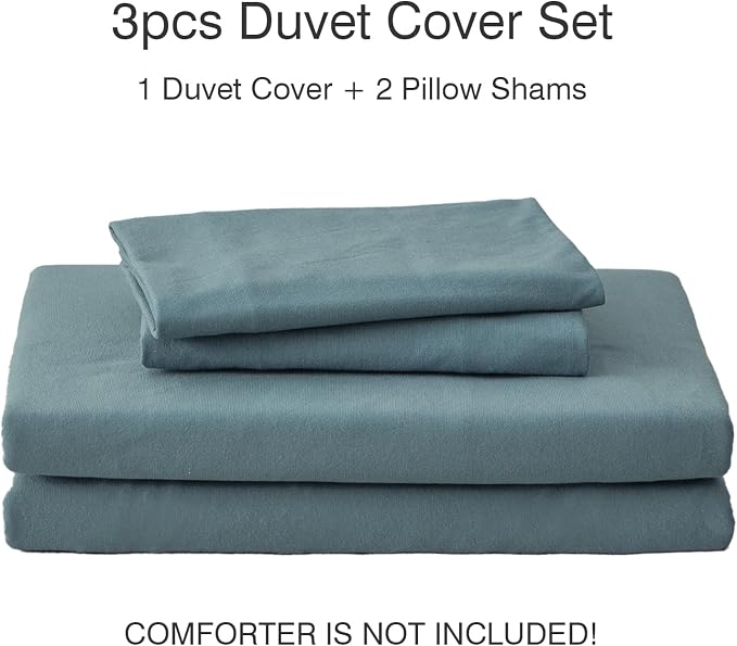 PURE ERA Jersey Knit Sheet Set Solid Cerulean Blue California King | 100% Cotton, 3 Piece Set, T Shirt Soft, Breathable, Envelope Closure Pillowcases, Hidden Zipper, 8 Ties, No Insert, Modern