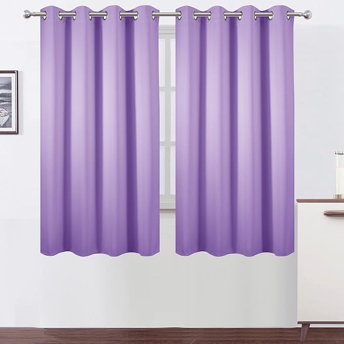Lavender Blackout Curtains 66 x 63 Inch Length/Set of 2 Curtain Panels/Thermal Insulated Room Darkening Blackout Curtains for Bedroom