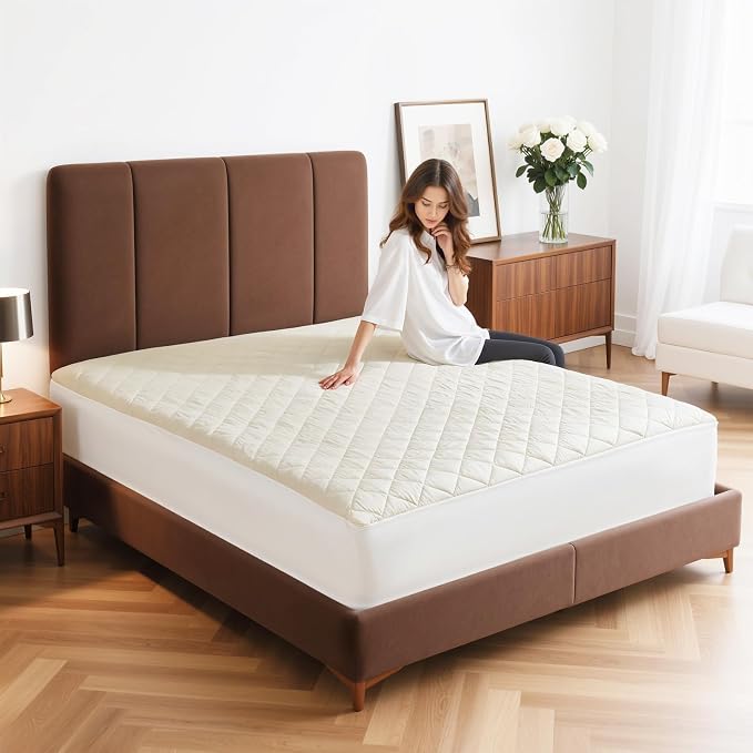 Organic Twin Mattress Protector -Top&Side 100% Waterproof Protector | Organic Mattress Protectors for Bed | 5-Sided Waterproof Protection | Noiseless & Breathable | Twin Size 75x39x17 in