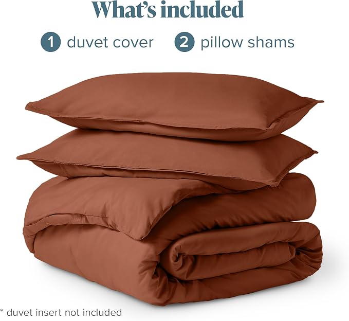 Bare Home Duvet Cover Set 1800 Ultra-Soft (Queen, Terracotta) | Lightweight, Cooling, Breathable, Premium 1800 Ultra-Soft, All-Season