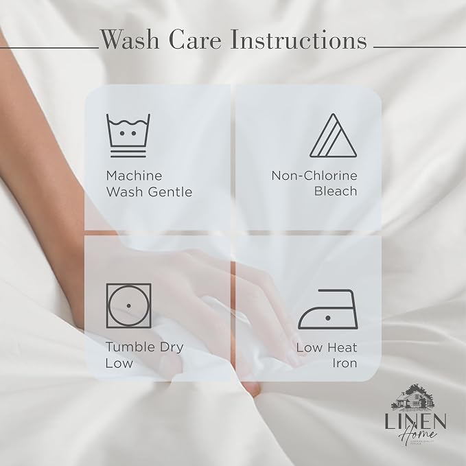 Linen Home 100% Cotton Percale Sheets Queen Size, Blue Duck Egg, Deep Pocket, 4 Pieces Set - 1 Flat, 1 Deep Pocket Fitted Sheet and 2 Pillowcases, Crisp Cool and Strong Bed Linen