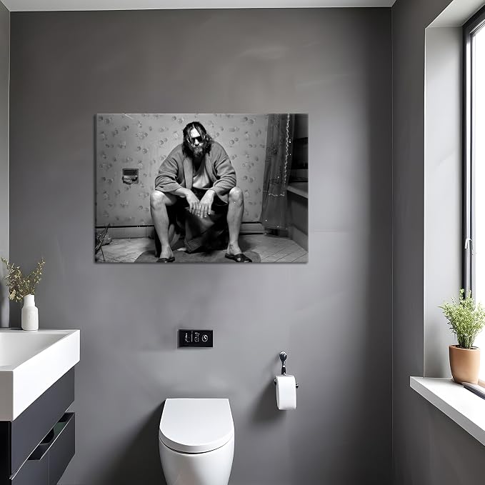 Funny Bathroom Wall Decor for Room Aesthetics - 90s Movie Posters Black and White Wall Art, Toilet Humour Amusing Cool Wall Art Funny Bathroom Signs 12X16 in