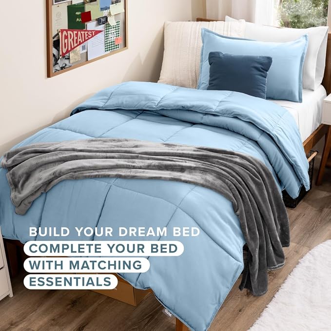 Bare Home Twin XL Sheet Set - 1800 Ultra-Soft (Twin XL, Light Blue) | Deep Pockets 6 to 15 Inches, Breathable, Hypoallergenic, Hotel Luxury, Easy Fit, Soft, All-Season