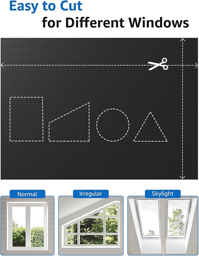 Blackout Curtains Portable 52”x63” No Drill Black Out Window Cover | 100% Blackout Shades with Heat-Resistant Hook&Loop Tapes,Thermal Insulated Window Blinds for Home,Nursery(1 Panel,Black)