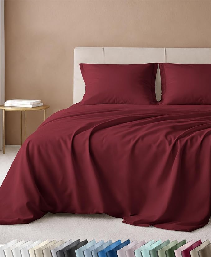 California Design Den Luxury 600 Thread Count Twin Sheets, 3 Pcs Set | 100% Cotton Sateen Backed by Good Housekeeping Seal, Soft & Smooth, All-Around Elastic, Durable, Easy Care - Brick Red