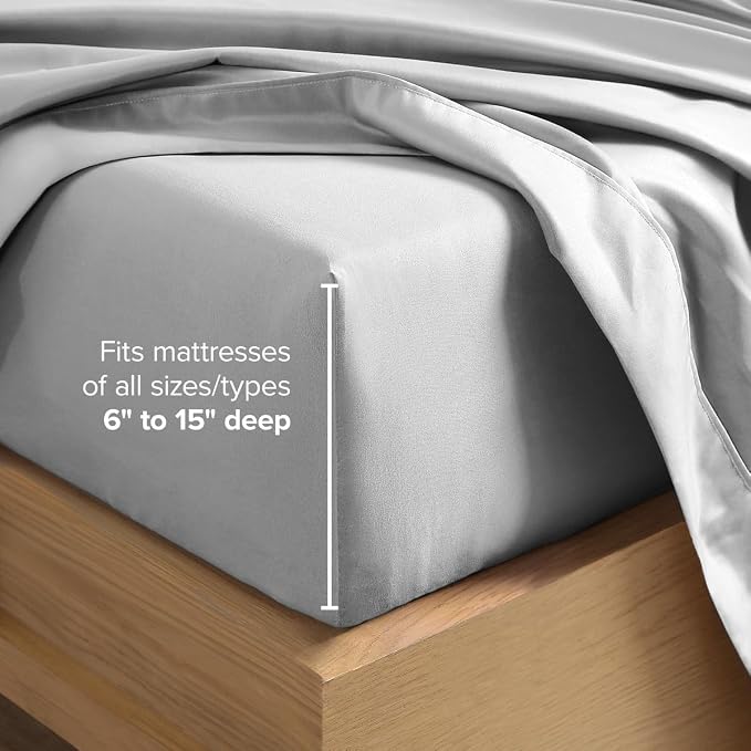 Bare Home King Sheet Set - 1800 Ultra-Soft (King, Cloud Grey) | Deep Pockets 6 to 15 Inches, Breathable, Hypoallergenic, Hotel Luxury, Easy Fit, Soft, All-Season