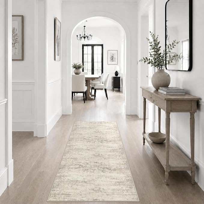 2x5 Washable Runner Rug：Modern Abstract Soft Carpet Brown Beige | For Hallway, Bedroom, Kitchen, Laundry, Bathroom,Door Mat,Modern Abstract,Machine washable,Non-Slip,Stain Resistant,Indoor