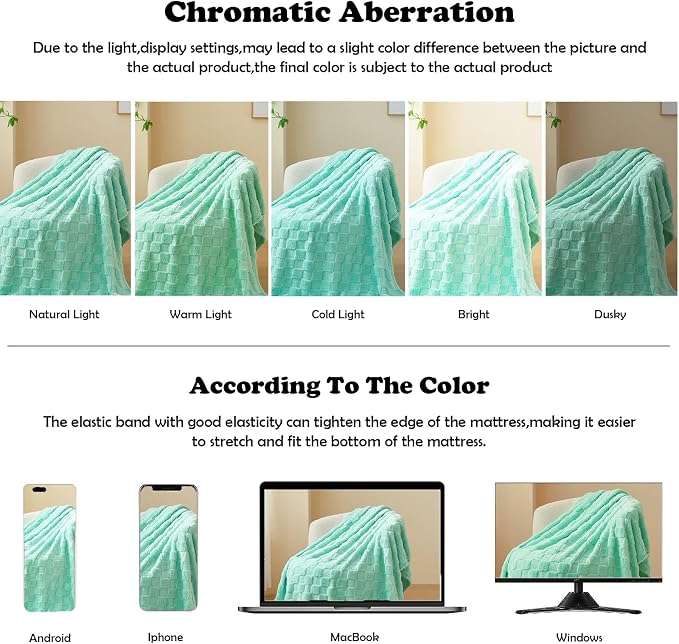 NEWCOSPLAY 3D Checkered Flannel Twin Blanket, Aqua Checkered, 60"x80" | Super Soft Cute Lightweight Decorative Premium Silky Fleece Blanket for Couch Sofa Bed, Gift for Women Men, All Season Use