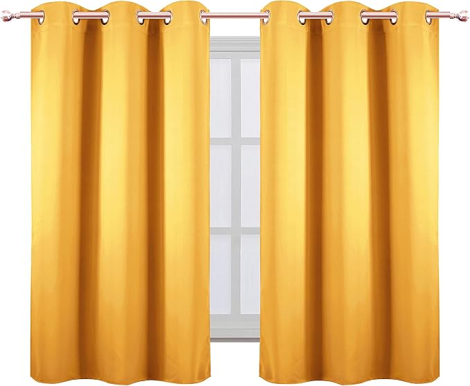 Yellow Blackout Curtains 34 x 54 Inch Length/Set of 2 Curtain Panels/Thermal Insulated Room Darkening Blackout Curtains for Bedroom