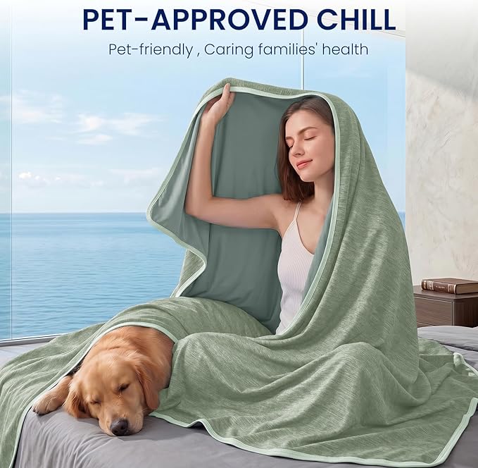 Topcee Cooling Blanket(90"x108"King Size) for Night Sweats Absorbs Heat to Keep Adults Cool on Warm Nights, Q-Max 0.5 Cooling Blankets for Hot Sleepers, Ultra-Cool Lightweight Blanket for Bed | Absorbs Heat Cold Summer Blanket for Night Sweats & Menopa...