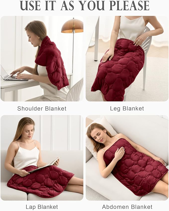 Cottonblue Small Weighted Lap Blanket Pad for Adults 7 lbs 24"x29", Red | Luxury Crystal Velvet Weighted Blanket Pad, Washable Portable Travel Blankets for Sleeping Relaxation All Season, Washable