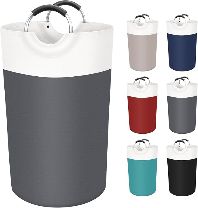 BlissTotes Laundry Basket, Laundry Hamper, Collapsible Laundry Baskets, Dirty Clothes Hamper, Waterproof Laundry Basket with Foam Protected Aluminum Handles for College Dorm, Family 90L (Gray) | Collapsible Dirty Clothes Hamper, Foldable Laundry Bag fo...