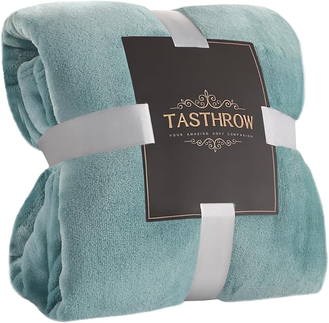 TASTHROW Large Flannel Fleece Throw Blanket, 50×70 Inch | Cozy Lightweight Thick Blanket - All Seasons Suitable for Women, Men and Kids (Two Pack, Bluishgreen)