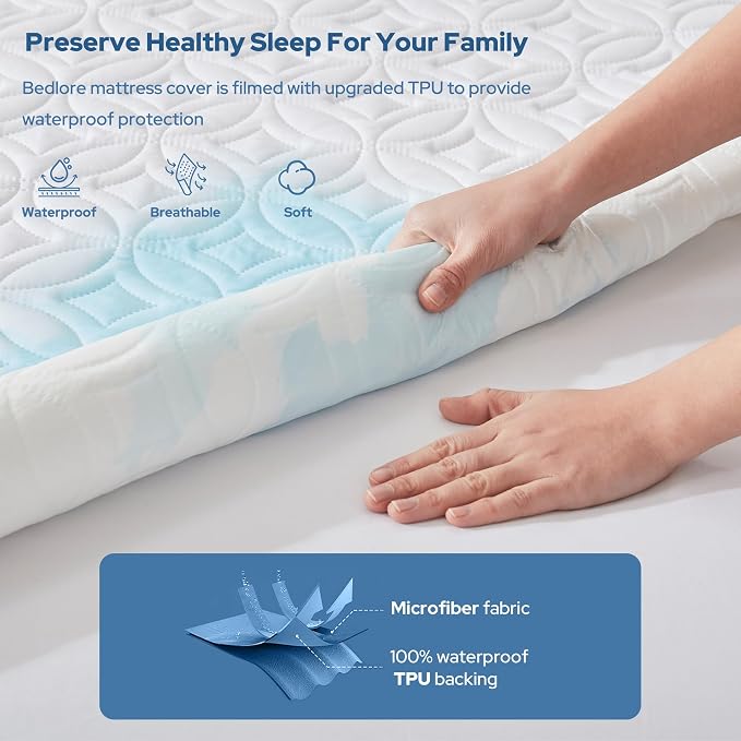 2 Pack Waterproof Mattress Protector Twin XL, Deep Pocket, for College Dorm | Bedlore Soft Breathable Bed Mattress Cover Pad, Fits 6-15 Inch Deep Mattresses, Ideal for Bedroom, Hotel, White