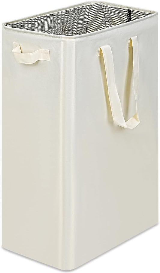 efluky Slim Laundry Basket, Narrow Laundry Hamper with Handles, Collapsible Dirty Clothes Hamper, Tall Laundry Bin for Laundry Room, Dorm and Bedroom, 19.8 Gallon (75L) Beige