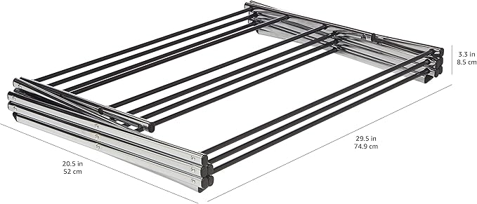 Amazon Basics Foldable Portable Metal Clothes Drying Rack for Indoor Air Drying, Energy Saving, 14.5 x 29.5 x 41.8 inches, Chrome Silver