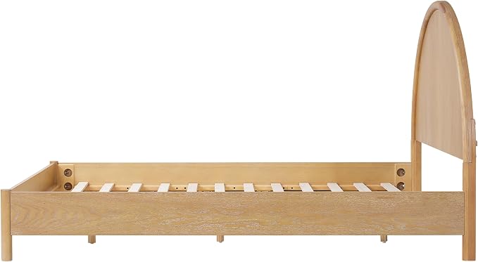Christopher Knight Home Elsinore Queen Size Bed Frame with Arched Headboard, Modern Wooden Platform Bed, Wood Bed Support and Slats, No Box Spring Needed, Queen Size Beds for Adult, Natural Oak