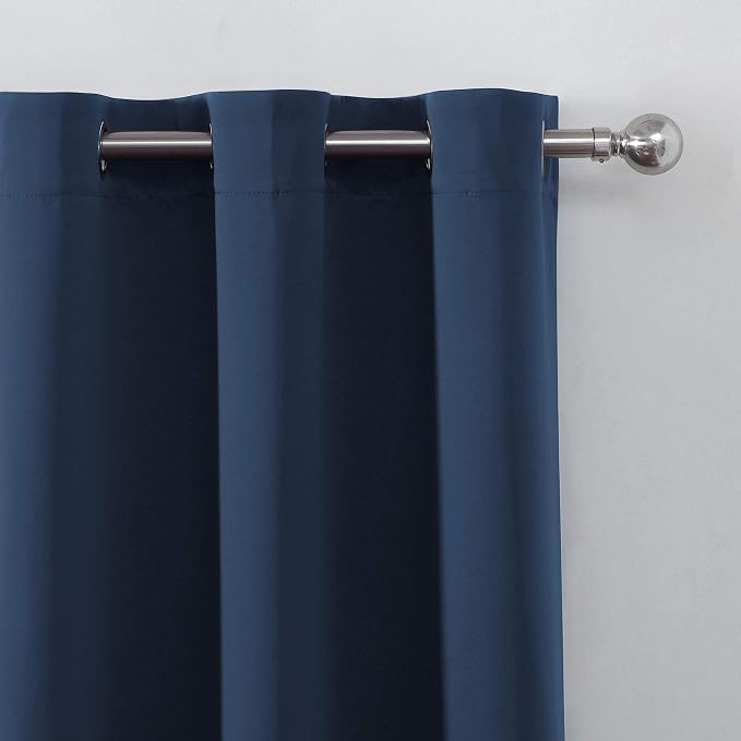 Navy Blue Thermal Blackout Curtains/38 x 63 Inch/Set of 2 Panels Room Darkening Curtains for Bedroom