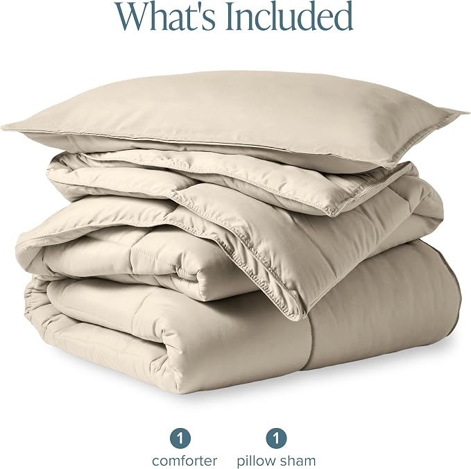 Bare Home Comforter Set - 1800 Ultra Soft (Twin/Twin XL, Sand) | All-Season, Breathable, Hypoallergenic, Premium 1800, Warm, Cozy
