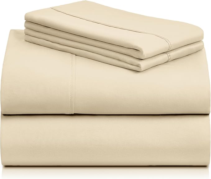 Twin XL Sheets Set, Deep Pocket Twin XL Size Bed Sheets, 4PC Soft Sheet Set | LuxClub Silky Fitted Sheet & Pillowcase Sets, Breathable Hotel Luxury Bedding for Mattress Wrinkle Free, Cream