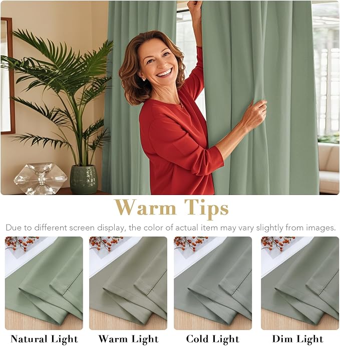 H.VERSAILTEX Blackout Curtains Thermal Insulated Window Treatment Panels Room Darkening Blackout Drapes for Living Room Back Tab/Rod Pocket Bedroom Draperies (2 Panels, Cyan, 52 x 72 Inch)