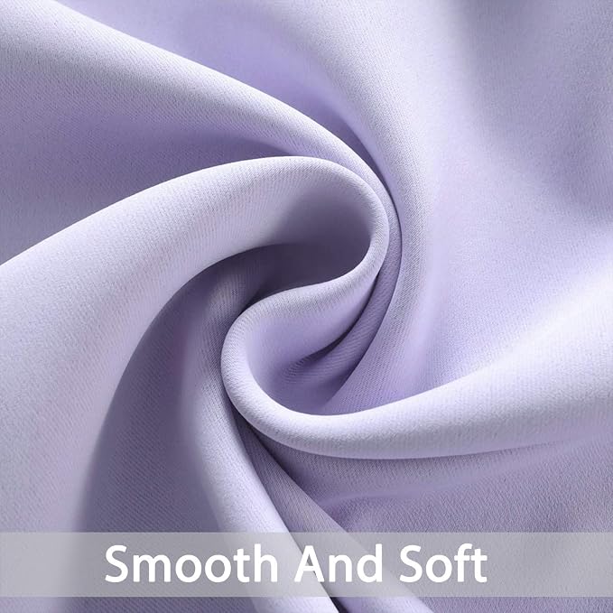 Yakamok Room Darkening Curtains 52x84 inch Length Lilac-Living Room | 2 panels,grommet blackout window treatment,thermal insulated,light blocking drapes,privacy protection,bedroom dining room