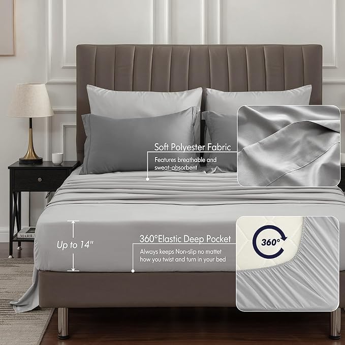 BEDELITE King Comforter Set 7 Pieces, Reversible Dark Grey Bed in A Bag | Soft All Season Down-Alternative Comforter, Sheets, Pillowcases & Shams, OEKO-TEX Certified Bedding for Bedrrom, Guest Room