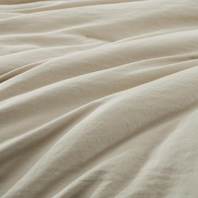 Super King Plus Size Comforter Set- 7 Pieces Bed in a Bag King Bedding Sets | Prewashed All Season Comforter with Sheets, Pillow Shams & Pillowcases,Light Oatmeal