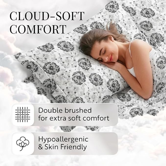 Linen Market 4 Piece California King Bedding Sheet Set (Gray Floral) - Sleep Better Than Ever with These Ultra-Soft & Cooling Bed Sheets for Your Cal King Size Bed - Deep Pocket Fits 16" Mattress