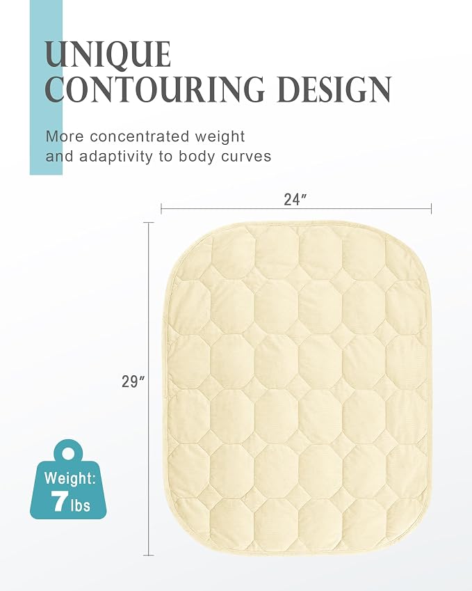 Cottonblue Small Weighted Lap Blanket 7lbs for Adults Teens 24"x29", Beige | Luxury Crystal Velvet Weighted Blanket Pad, Washable Portable Travel Blankets for Sleeping Relaxation All Season, Washable