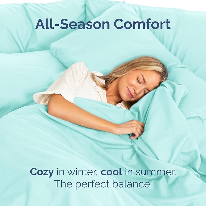 Cal King Flat Sheet - Single Flat Sheet Only - Soft & Cooling - Spa Blue | Hotel Luxury Top Flat Sheet Only, Ultra-Soft, Breathable & Cooling, Fade & Wrinkle Free, Easy-Care, Stain & Shrink Resistant