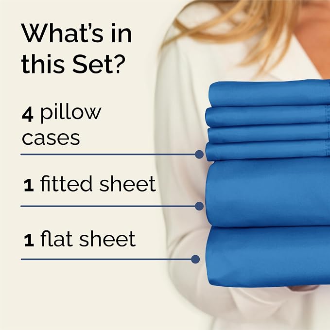 King 6 Piece Bed Sheet Set - Soft, Breathable & Cooling Sheets - Royal Blue | Ultra Soft Hotel Luxury Bedding Set w/ 8-16 Inch Deep Pockets - 1 Flat & 1 Fitted Sheet & 4 Pillowcases - Wrinkle & Fade Free