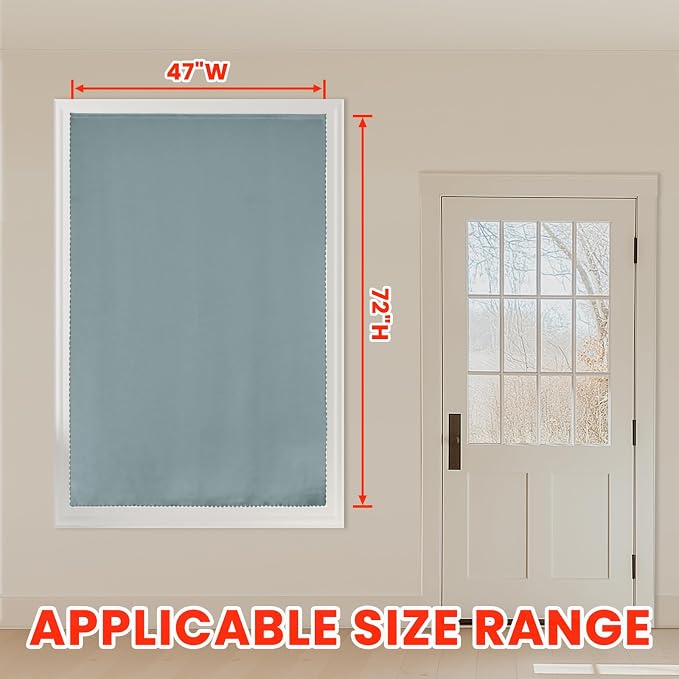 AJAZZ 100% Window Blinds Blackout Portable Blackout Curtains Adhesive Curtains for Living Room No Drilling (Silver Grey, 47" W x 72" L 1 Panel)