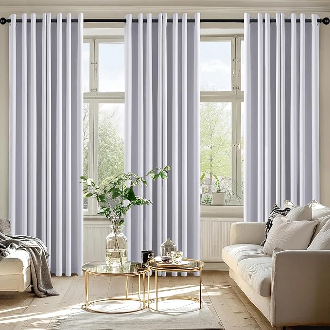 MIULEE Blackout Curtains for Bedroom 2 Panels 50x84 Inch Long Greyish White | Thermal Insulated, Living Room Darkening Grommet Drapes, Noise Reducing, Light Blocking Window Treatments