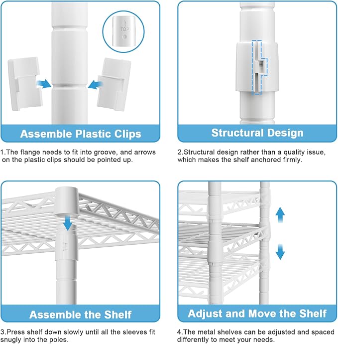 Ulif F7 Clothes Rack Heavy Duty, Clothing Racks for Hanging Clothes, White | Garment Rack with Shelves, 6-Tiers Freestanding Portable Closet Storage Racks 58'' W × 14.6'' D × 76.6'' H, Max Load 800 Lbs