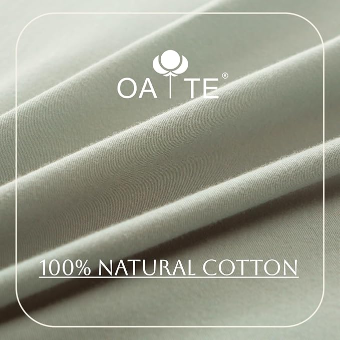 OAITE Duvet Cover Set 100% Washed Cotton Solid 3pcs | Soft,Durable,Long-staple Cotton,Hidden Zipper with 8 Interior Corner Ties,2 Pillowcases
