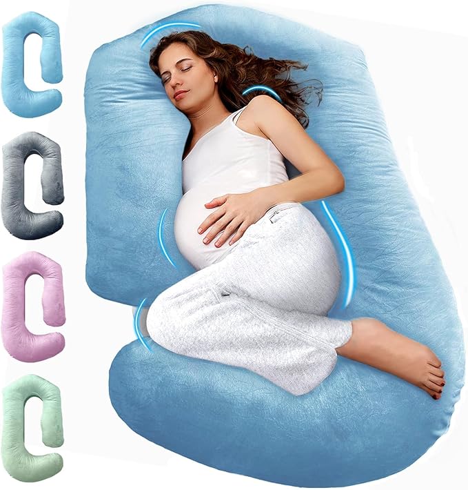 Pregnancy Pillows for Sleeping – 57-Inch Maternity Pillow for Pregnant Women with Removable Washable Cover – Support for Back, Belly, Neck, Legs, & Hips – V C U Shaped Full Body Pillow