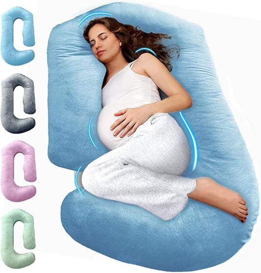 Pregnancy Pillows for Sleeping – 57-Inch Maternity Pillow for Pregnant Women with Removable Washable Cover – Support for Back, Belly, Neck, Legs, & Hips – V C U Shaped Full Body Pillow
