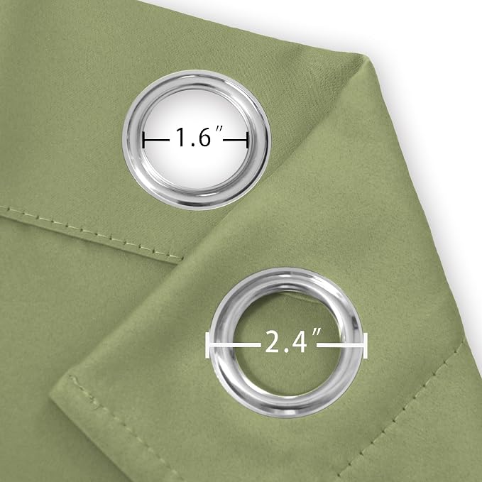 Blackout Curtains 42 x 63 inch/Sage Green Curtains Set of 2 Panels/Thermal Insulated Room Darkening Bedroom Curtains
