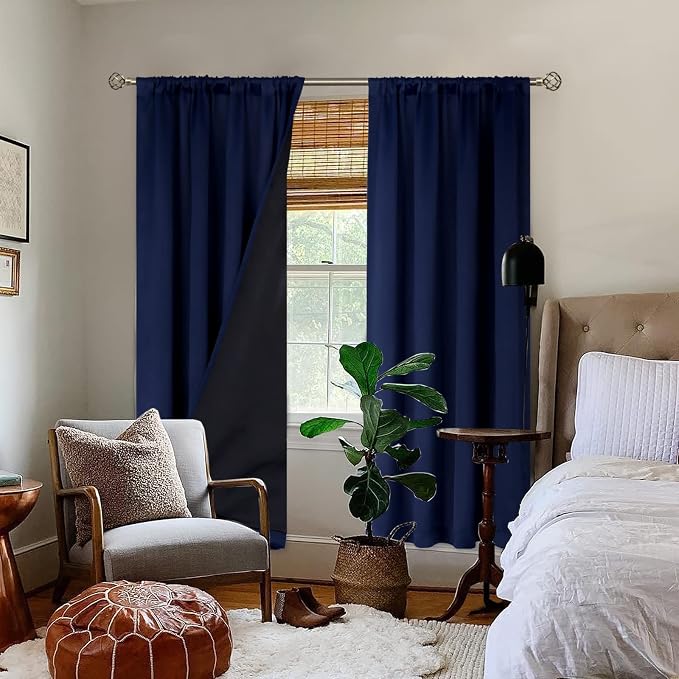 BGment Navy Blackout Curtains for Bedroom 84 Inch Length 2 Panels | Thermal Insulated, Room Darkening Curtains, Rod Pocket Soundproof, Living Room Window Curtains, 38 x 84 Inch