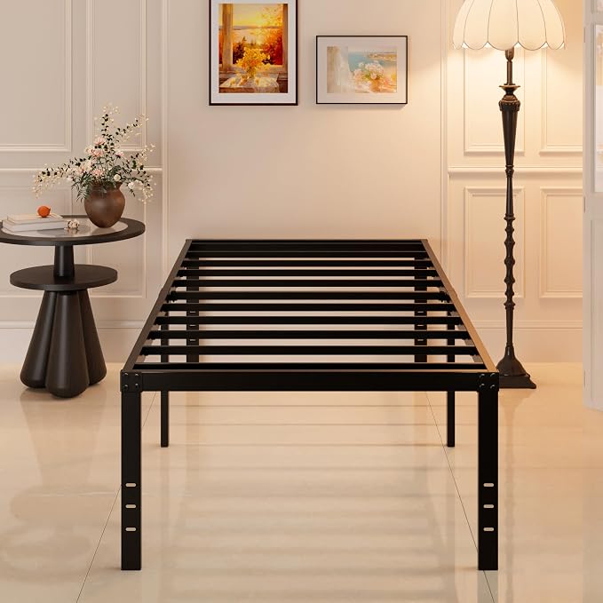 Maenizi Twin Bed Frames, 20 Inch Heavy Duty Metal Bed Frame Twin | Support Up to 2500 lbs No Box Spring Needed Easy Assembly, Noise Free, Black
